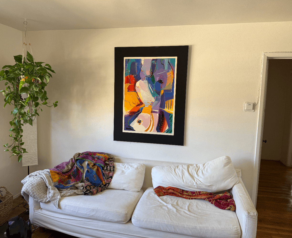 painting from the trash hanging over our living room