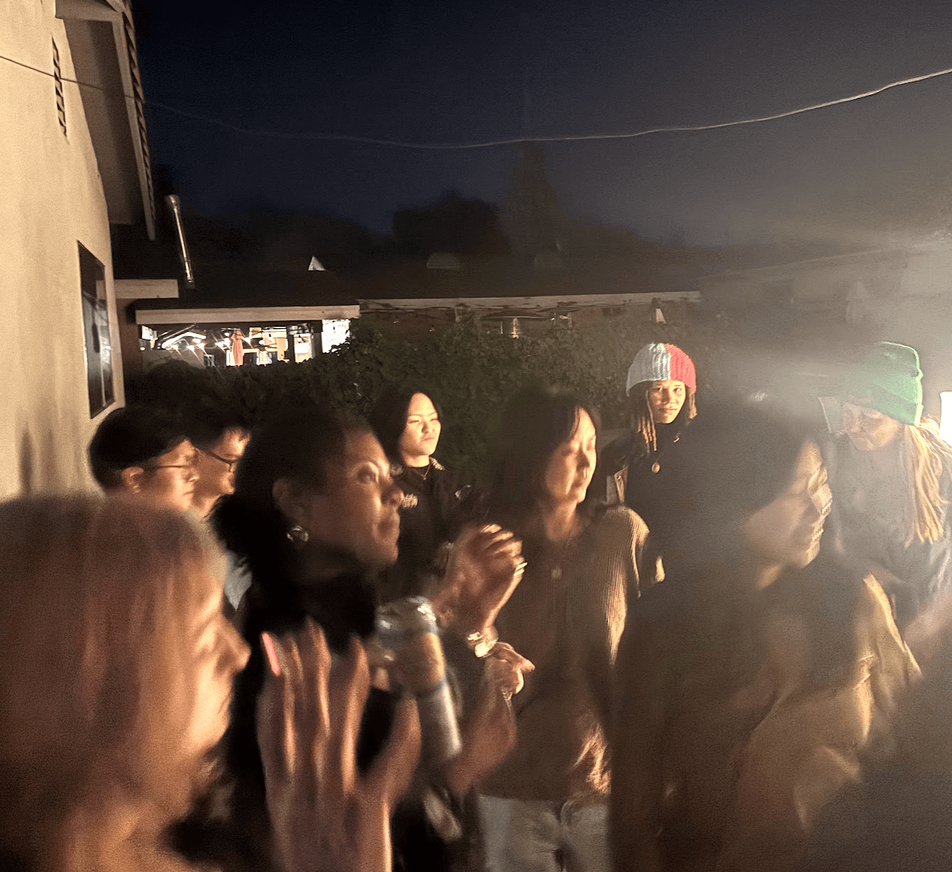 molly and eric's roasted pig party in their backyard